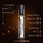 Alexandria fragrance notes: apple, cinnamon, Bulgarian rose, cedarwood, oud, sandalwood