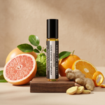 Symphony perfume oil surrounded by grapefruit, bergamot, ginger and orange